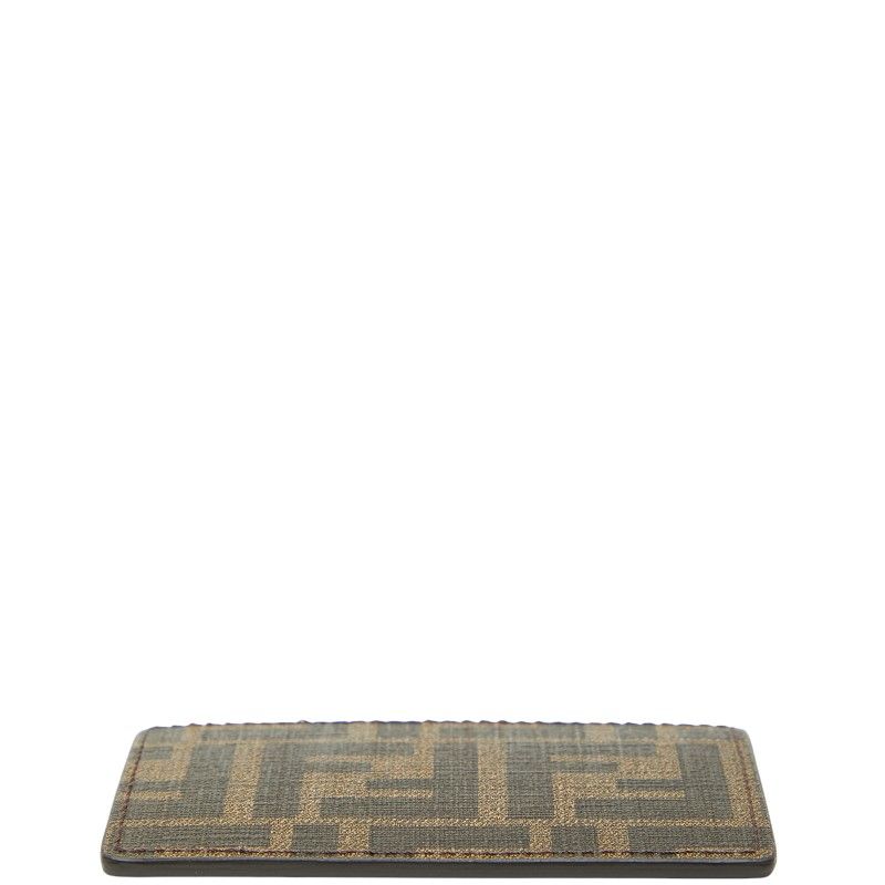 Fendi Zucca Card Case Pass Case 7ar911 Brown Black PVC Leather Women Fendi