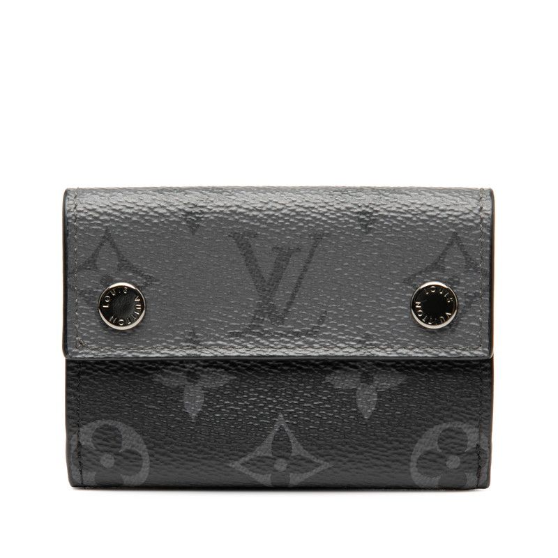 Louis Vuitton Monogram Eclipse Discovery Trifold Compact Wallet M67630 Black