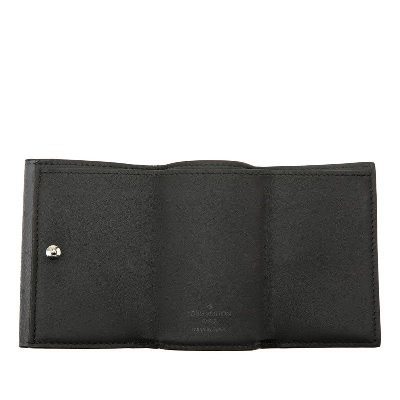 Louis Vuitton Monogram Eclipse Discovery Trifold Compact Wallet M67630 Black