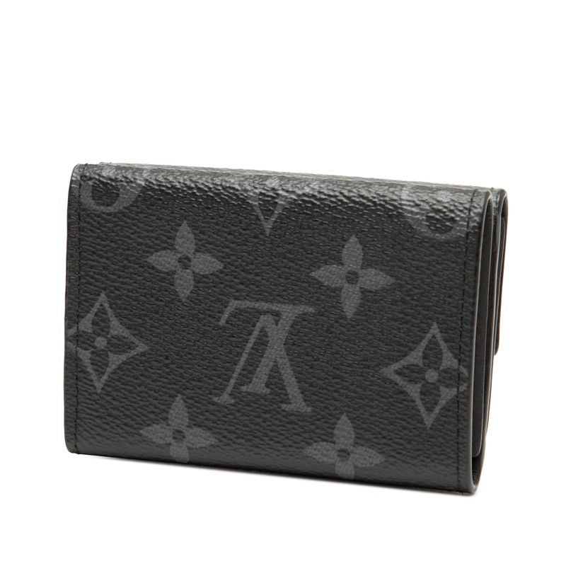 Louis Vuitton Monogram Eclipse Discovery Trifold Compact Wallet M67630 Black