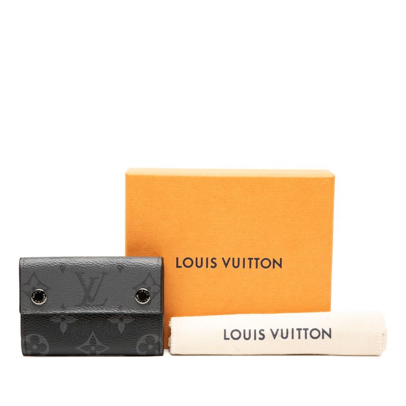 Louis Vuitton Monogram Eclipse Discovery Trifold Compact Wallet M67630 Black