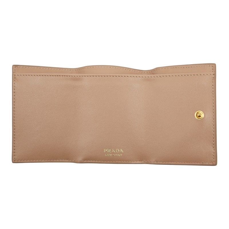 Prada Trifold Compact Wallet 1mh021 Beige Viterodino Leather Women Prada