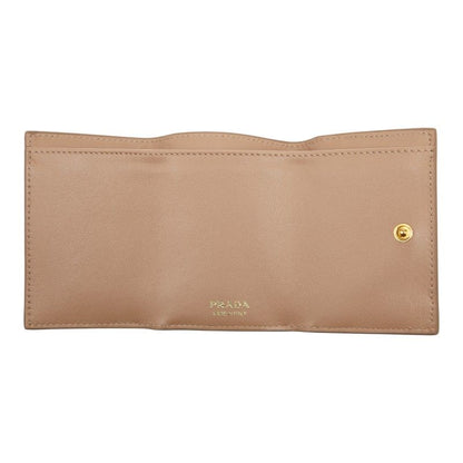 Prada Trifold Compact Wallet 1mh021 Beige Viterodino Leather Women Prada