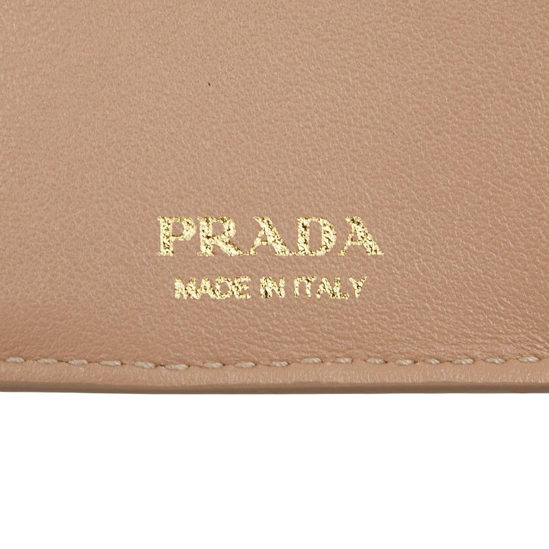 Prada Trifold Compact Wallet 1mh021 Beige Viterodino Leather Women Prada