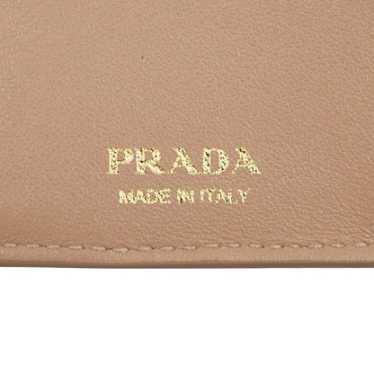 Prada Trifold Compact Wallet 1mh021 Beige Viterodino Leather Women Prada