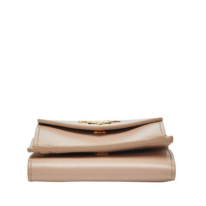 Prada Trifold Compact Wallet 1mh021 Beige Viterodino Leather Women Prada