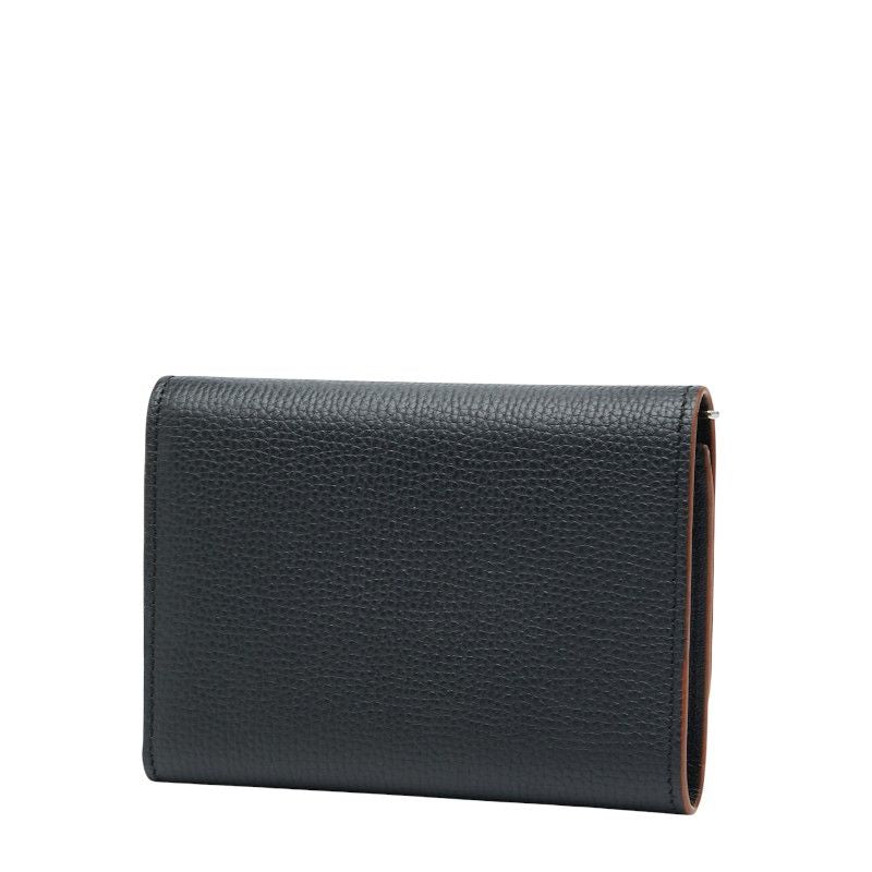 Loewe Anagram Trifold Compact Wallet Black Leather Women's Loewe