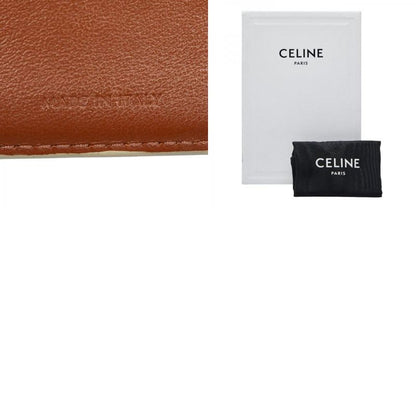 Celine Triomphe Small Strap Wallet Ivory Brown PVC Leather Women's Celine