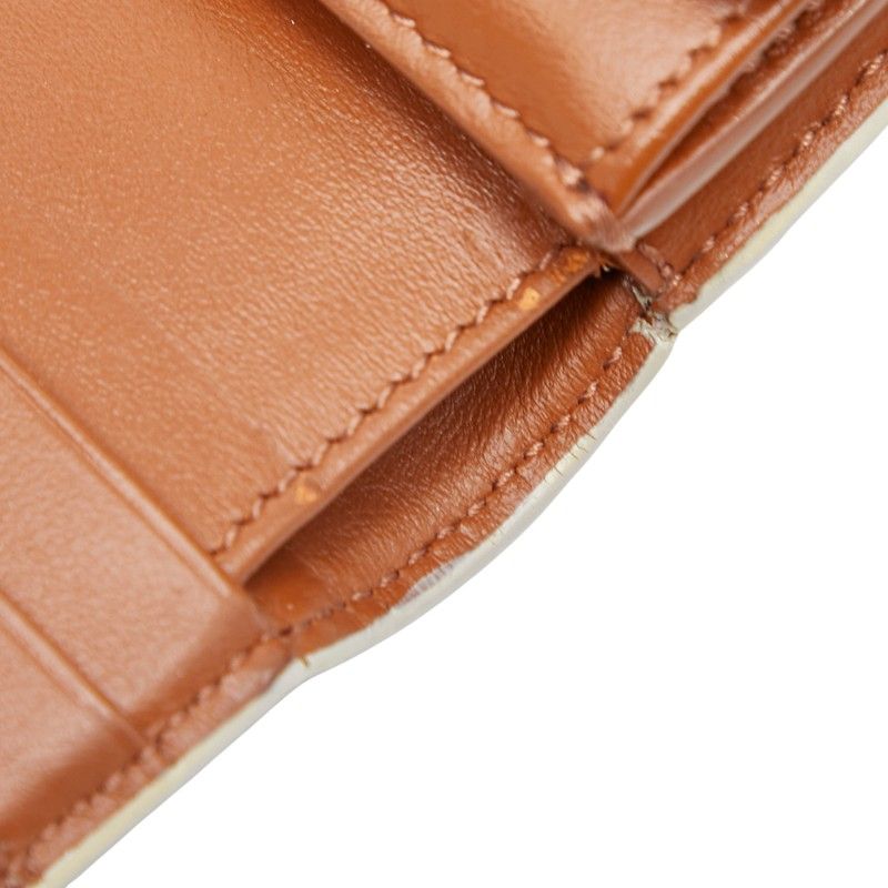 Celine Triomphe Small Strap Wallet Ivory Brown PVC Leather Women's Celine