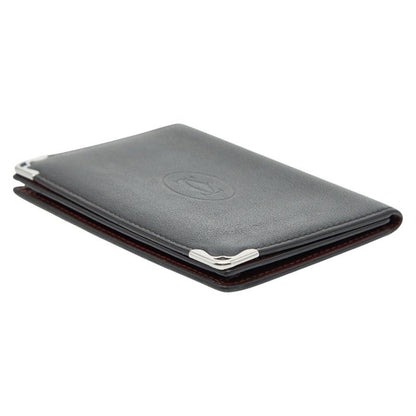 Cartier Must de Cartier Card Case Pass Case Black Leather Men's Cartier