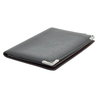 Cartier Must de Cartier Card Case Pass Case Black Leather Men's Cartier