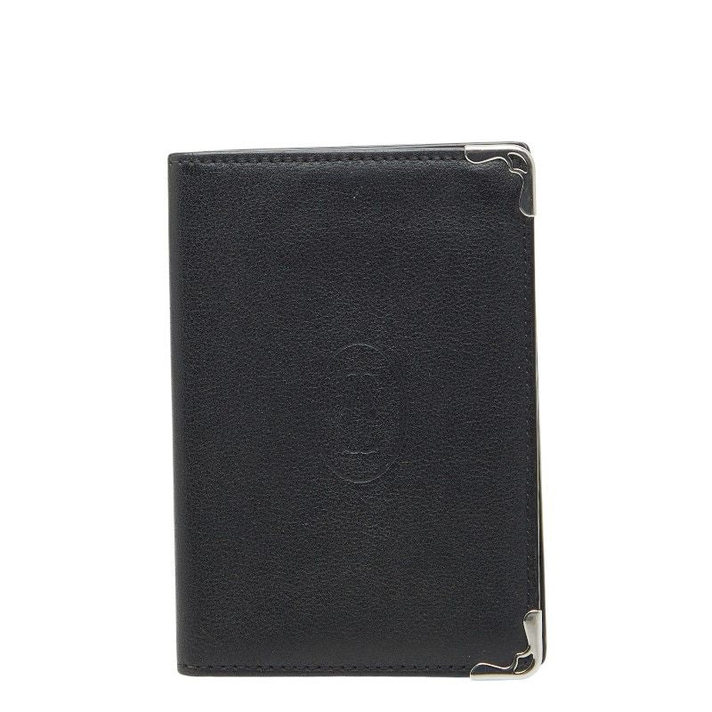 Cartier Must de Cartier Card Case Pass Case Black Leather Men's Cartier