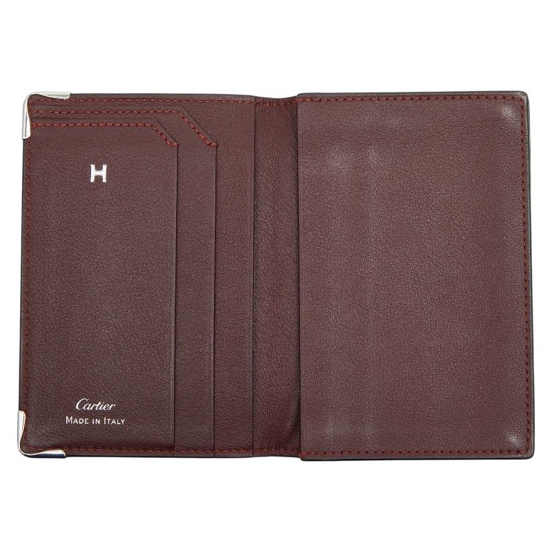 Cartier Must de Cartier Card Case Pass Case Black Leather Men's Cartier