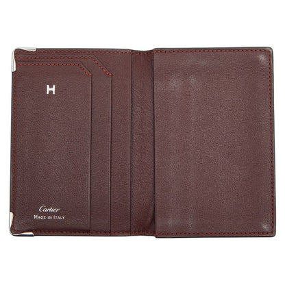 Cartier Must de Cartier Card Case Pass Case Black Leather Men's Cartier