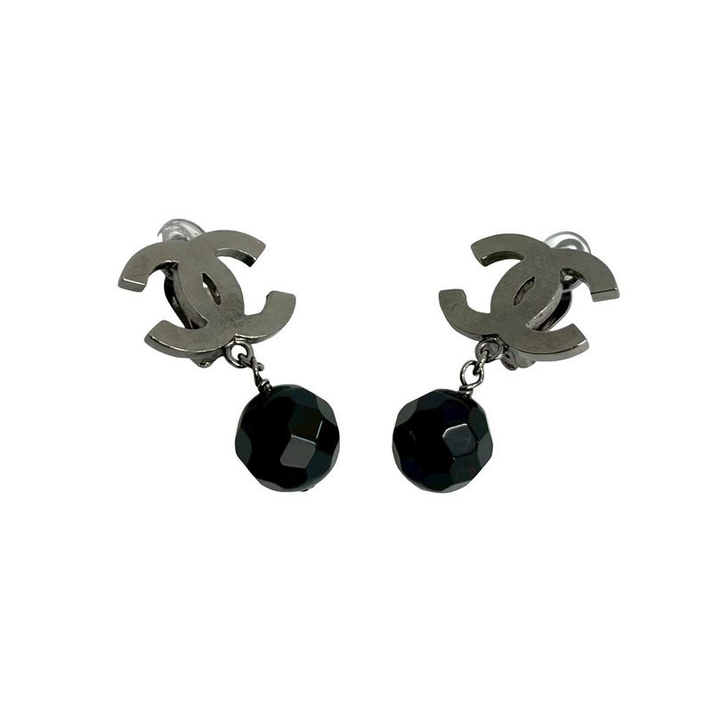Chanel Coco Mark Motif Plated Earrings Ear Cuff Accessories Small 11V