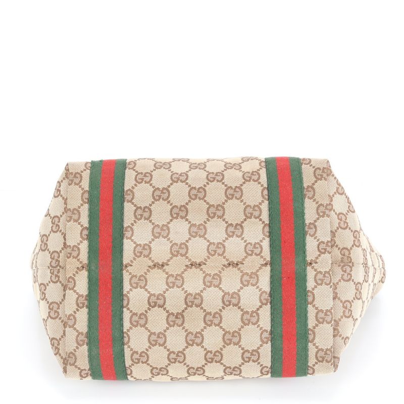 Polar Gucci GG Canvas Sherry Line Charm Leather Tote Bag Shoulder 137396 Women