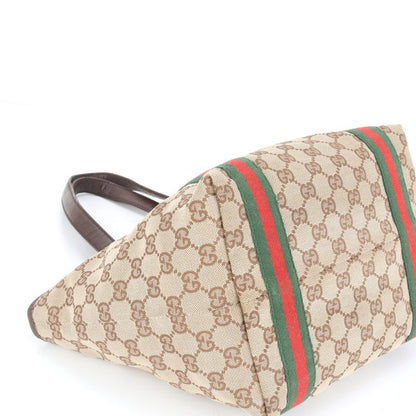 Polar Gucci GG Canvas Sherry Line Charm Leather Tote Bag Shoulder 137396 Women