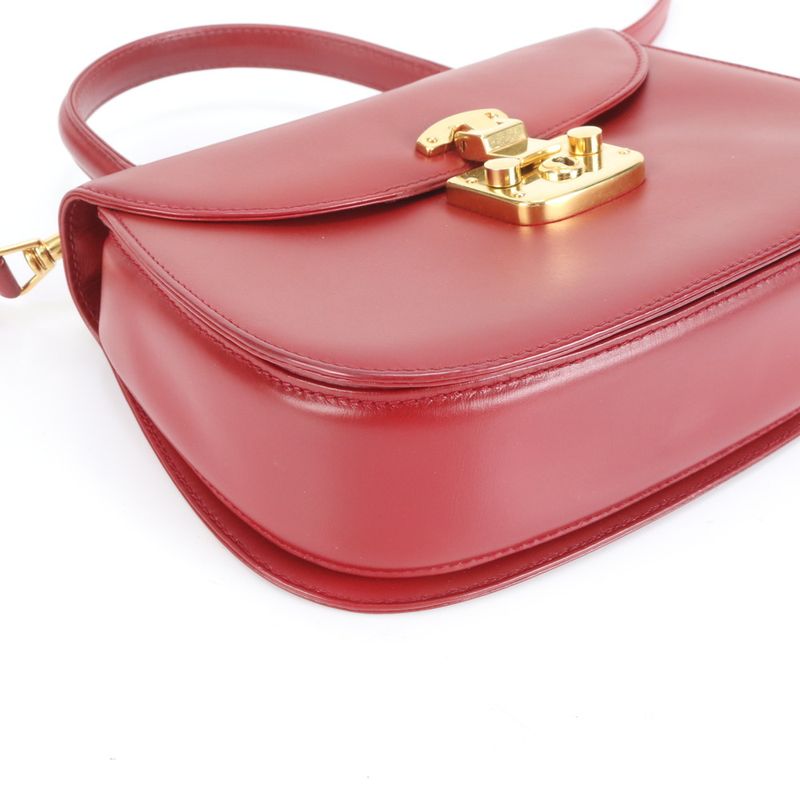 Polar Vintage Old Gucci Lady Lock Leather 2WAY Shoulder Bag Crossbody Hand Tote