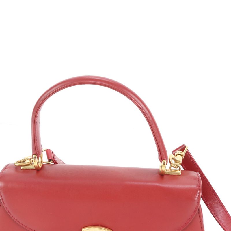 Polar Vintage Old Gucci Lady Lock Leather 2WAY Shoulder Bag Crossbody Hand Tote