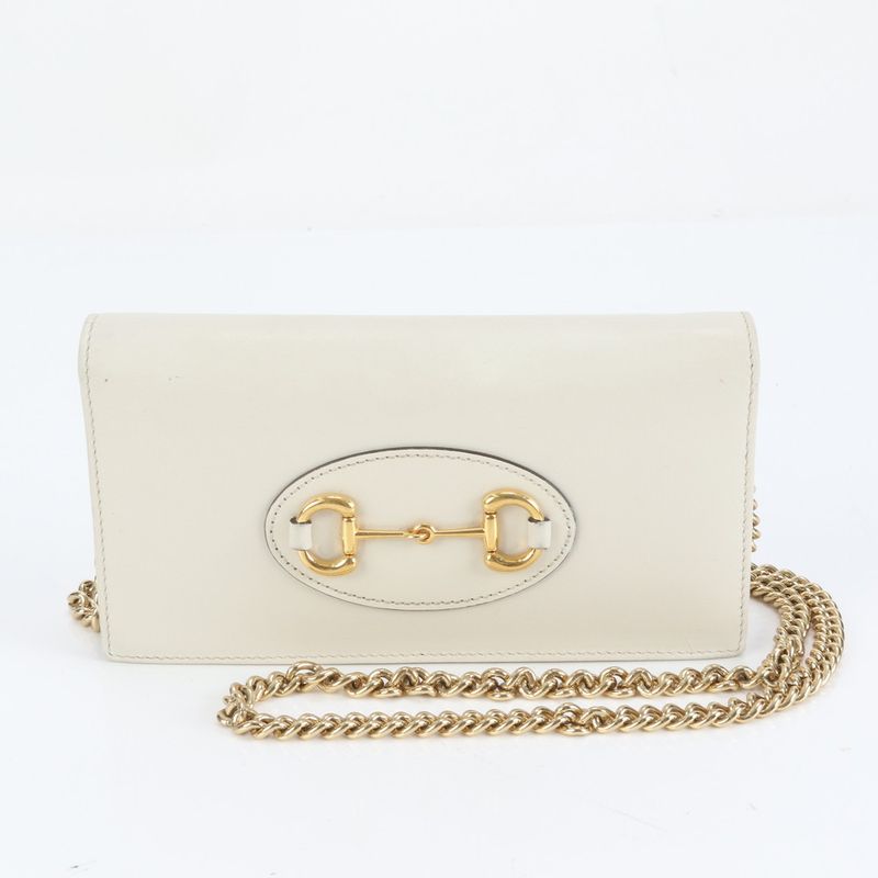 Polar Gucci Horsebit Crossbody Gold Chain Shoulder Wallet 621892 Leather Long