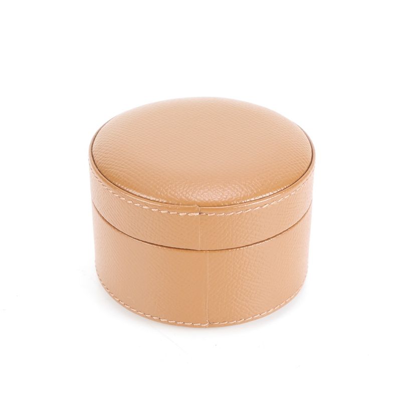 Unused Bulgari Jewelry Case Travel Accessories Box Storage Small Leather Brown