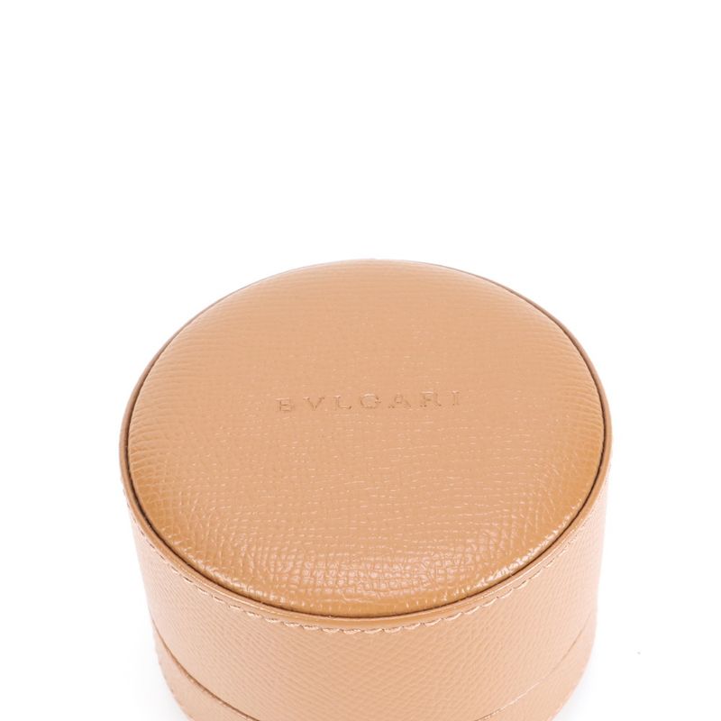 Unused Bulgari Jewelry Case Travel Accessories Box Storage Small Leather Brown