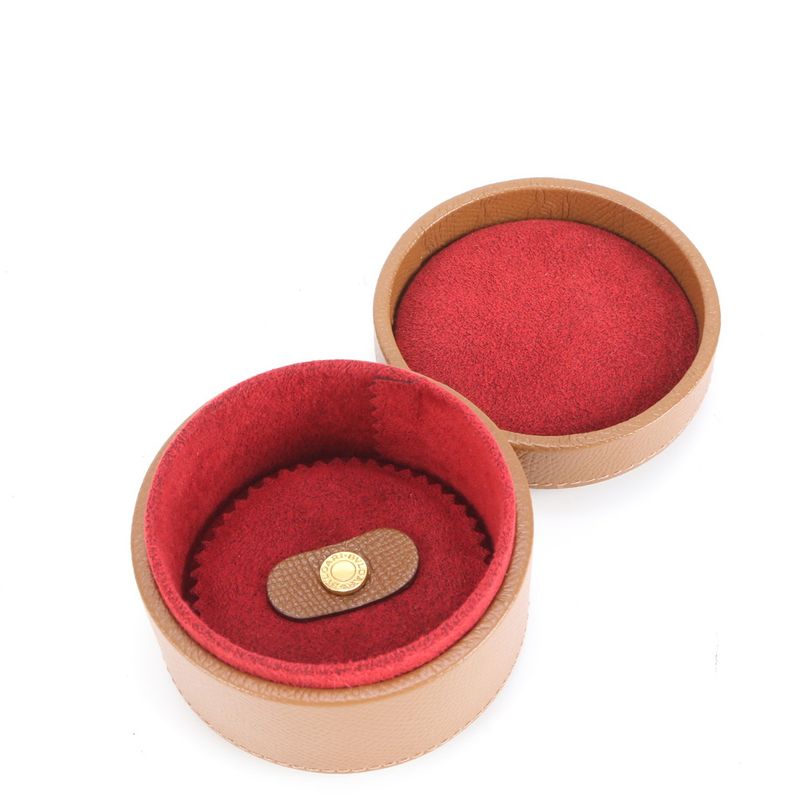 Unused Bulgari Jewelry Case Travel Accessories Box Storage Small Leather Brown