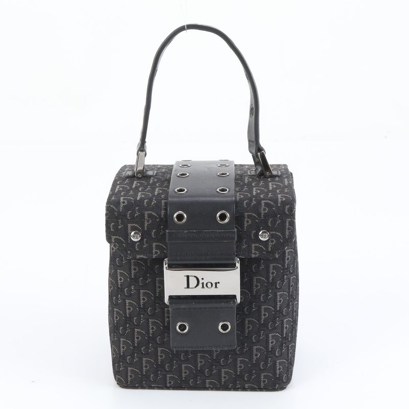 Polar Christian Dior Trotter Street Chic Vanity Bag Leather Hand Tote Black