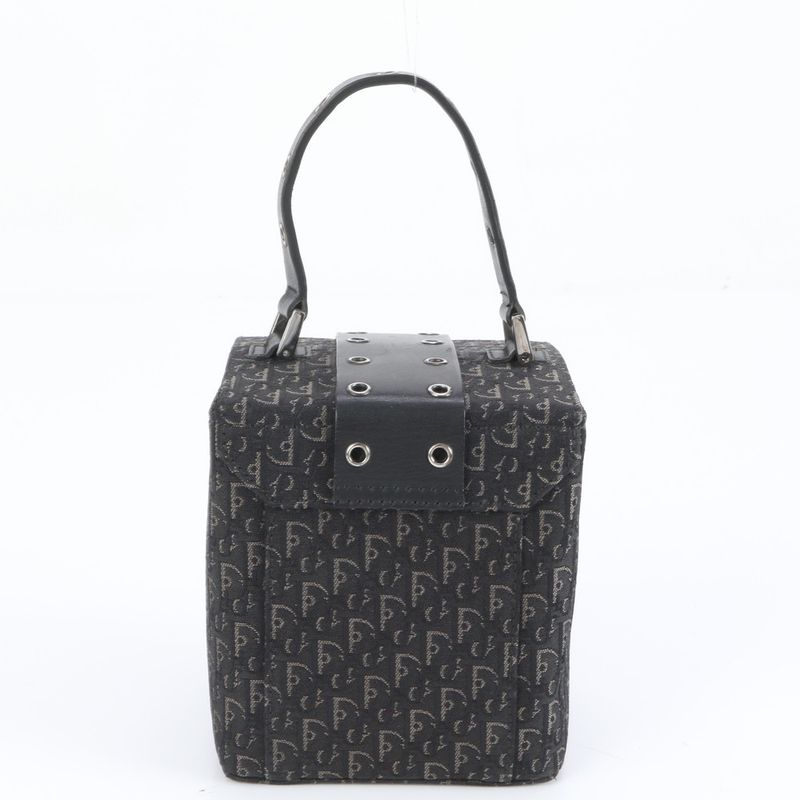 Polar Christian Dior Trotter Street Chic Vanity Bag Leather Hand Tote Black