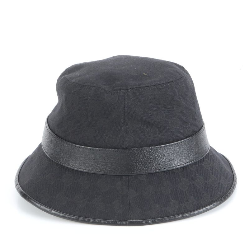 Current Gucci GG Canvas Double G Bucket Hat Bucket Hat Leather Belt Black Men's
