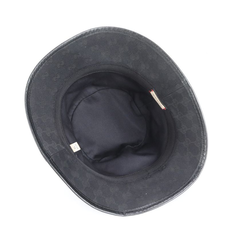 Current Gucci GG Canvas Double G Bucket Hat Bucket Hat Leather Belt Black Men's