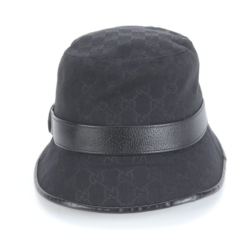 Current Gucci GG Canvas Double G Bucket Hat Bucket Hat Leather Belt Black Men's
