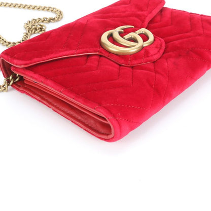 Gucci GG Marmont Velvet Velour Chain Shoulder Wallet Crossbody 474575 Long