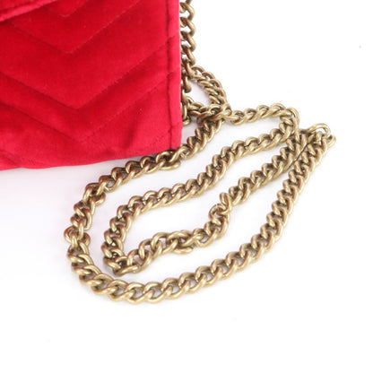 Gucci GG Marmont Velvet Velour Chain Shoulder Wallet Crossbody 474575 Long