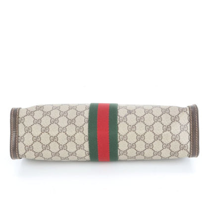Old Gucci GG Supreme Sherry Line Leather Second Bag Clutch Pouch Brown Brand