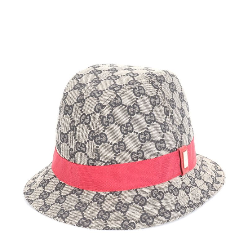 Gucci GG Canvas Logo Plate Bucket Hat Bucket Hat Navy Gold Hardware Fashion