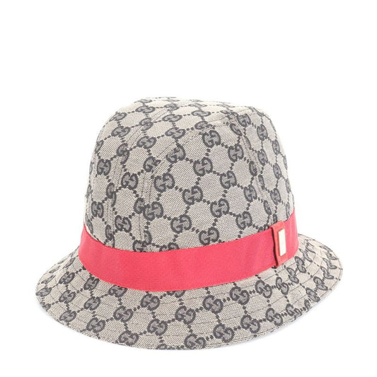 Gucci GG Canvas Logo Plate Bucket Hat Bucket Hat Navy Gold Hardware Fashion