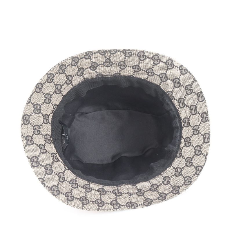 Gucci GG Canvas Logo Plate Bucket Hat Bucket Hat Navy Gold Hardware Fashion