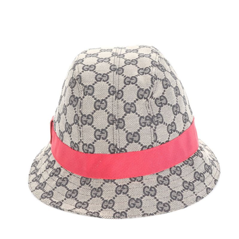 Gucci GG Canvas Logo Plate Bucket Hat Bucket Hat Navy Gold Hardware Fashion