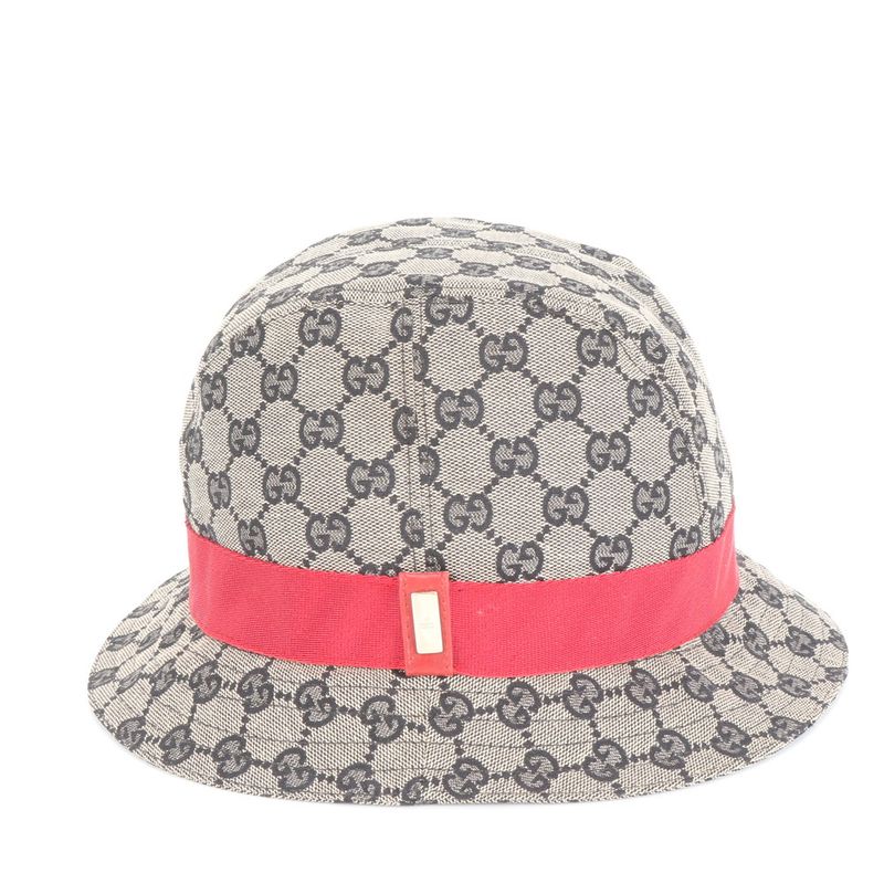 Gucci GG Canvas Logo Plate Bucket Hat Bucket Hat Navy Gold Hardware Fashion