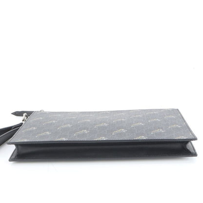 Unused Gucci GG Supreme Taiga Print 575136 Leather Second Bag Clutch Black