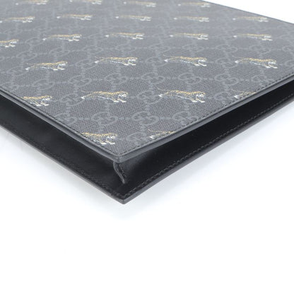 Unused Gucci GG Supreme Taiga Print 575136 Leather Second Bag Clutch Black