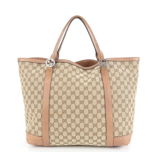 Polar Gucci GG Canvas Interlocking G Leather Tote Bag Shoulder 336756 A4 Ladies