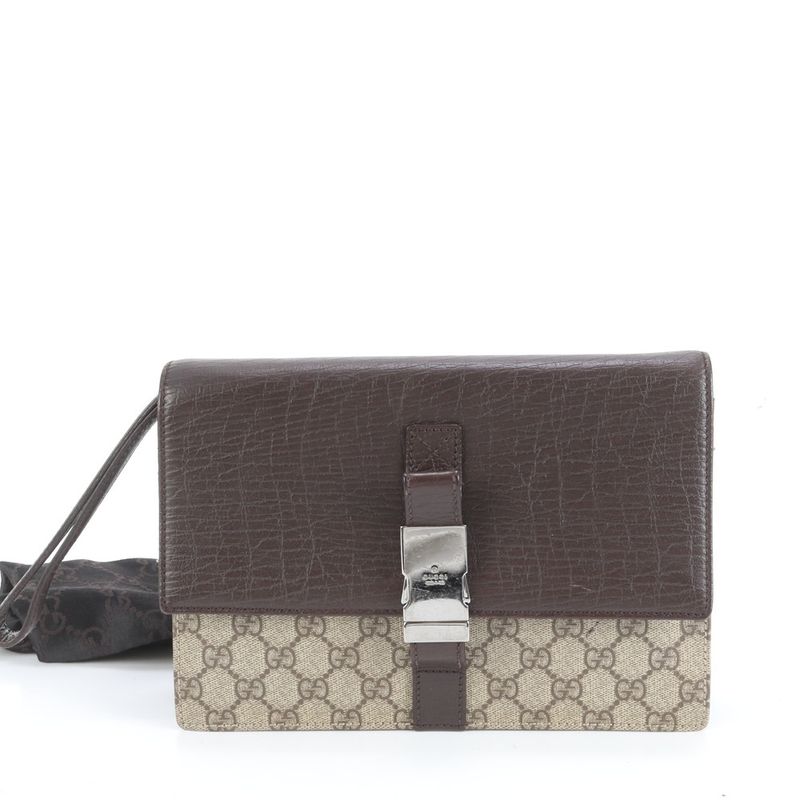 Polar Gucci GG Supreme Leather Second Bag 131213 Clutch Brand Gents Brown Men's