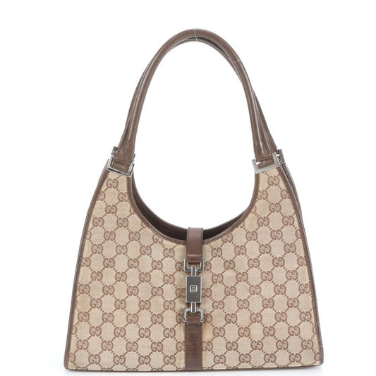 Gucci With Control Card GG Canvas Jackie Leather Tote Bag Shoulder 01719