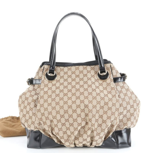 Polar Gucci GG Canvas 203528 Leather Tote Bag Shoulder A4 Brown Gold Hardware