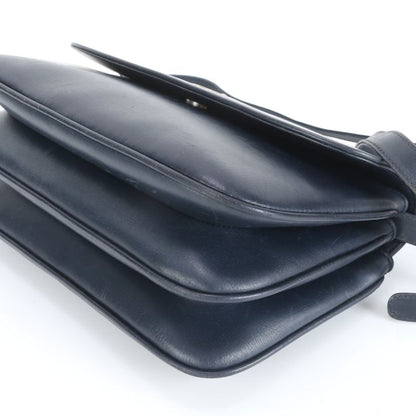 Vintage Old Gucci Leather Shoulder Bag Crossbody Navy Genuine Leather Women's