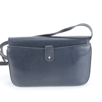 Vintage Old Gucci Leather Shoulder Bag Crossbody Navy Genuine Leather Women's