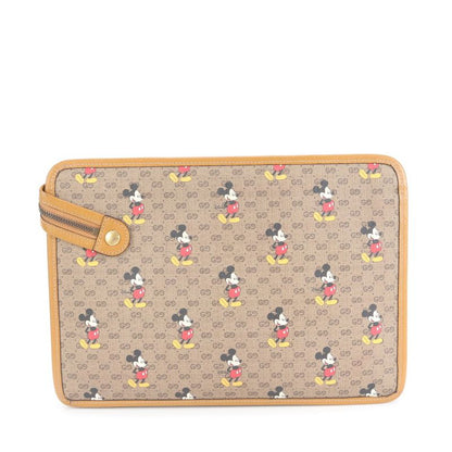 Gucci Micro GG Disney Mickey Collabor Leather Second Bag Clutch 602552 Brown