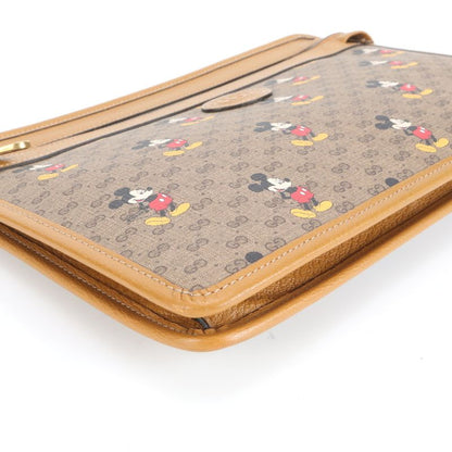 Gucci Micro GG Disney Mickey Collabor Leather Second Bag Clutch 602552 Brown